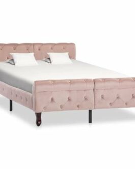 vidaXL Bedframe fluweel roze 120×200 cm bestellen via beddenwinkel-online.nl