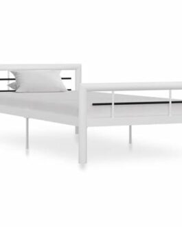 vidaXL Bedframe metaal wit en zwart 90×200 cm bestellen via beddenwinkel-online.nl