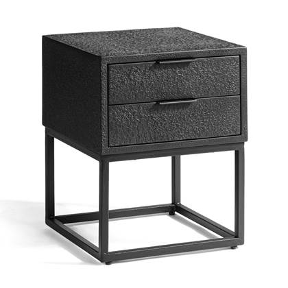 Vurna Jinthe nachtkastje 2L zwart staal 40x40x50 cm bestellen via beddenwinkel-online.nl