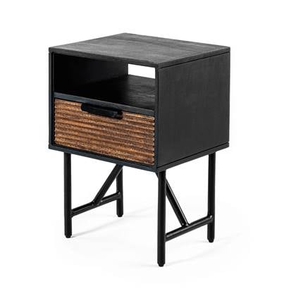 Lisomme Else houten nachtkastje zwart – Ã 40 cm bestellen via beddenwinkel-online.nl