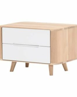 Gazzda Ena nightstand 60 houten nachtkastje whitewash – 2 lades bestellen via beddenwinkel-online.nl