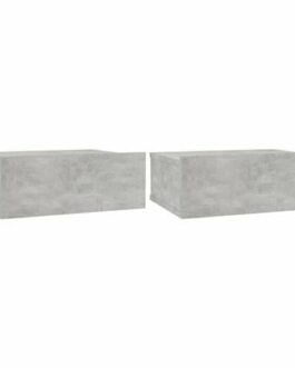 vidaXL Nachtkastjes zwevend 2 st 40x30x15 cm spaanplaat betongrijs bestellen via beddenwinkel-online.nl