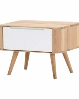 Gazzda Ena nightstand 55 houten nachtkastje whitewash – 1 lade bestellen via beddenwinkel-online.nl