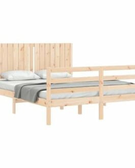 vidaXL Bedframe met hoofdbord massief hout 5 FT King Size bestellen via beddenwinkel-online.nl