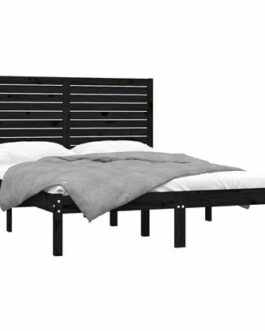 vidaXL Bedframe massief hout zwart 150×200 cm 5FT King Size bestellen via beddenwinkel-online.nl