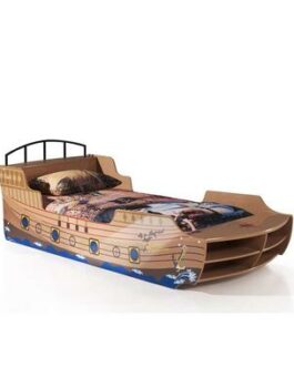 Vipack bed Piratenboot – bruin – 63×94,6×248 cm – Leen Bakker bestellen via beddenwinkel-online.nl