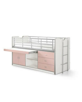 Vipack halfhoogslaper Bonny met uitschuifbaar bureau – roze – 116x96x207 cm – Leen Bakker bestellen via beddenwinkel-online.nl