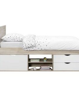 Bed Tempo incl. bedverhoger – eikenkleur – 90×200 cm – Leen Bakker bestellen via beddenwinkel-online.nl