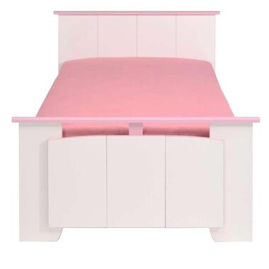 Kinderbed Kiki – wit/roze – 90×200 cm – Leen Bakker bestellen via beddenwinkel-online.nl