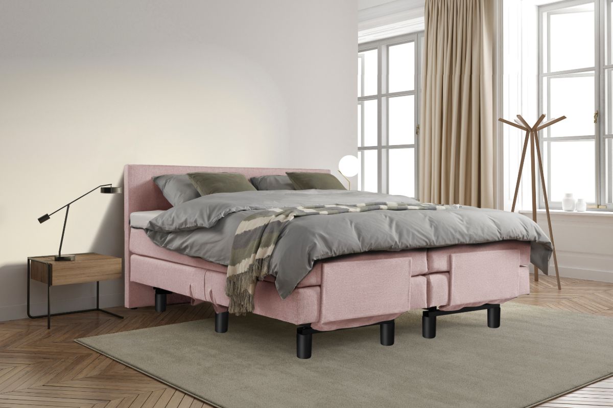 Boxspring Bed Sophia – Elektrisch – 160×210 – Incl. Hoofdbord – Oud roze bestellen via beddenwinkel-online.nl