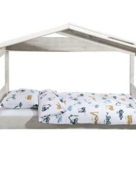 Bed Puck – Geborsteld Grenen – rustiek wit – 90×200 cm – Leen Bakker bestellen via beddenwinkel-online.nl