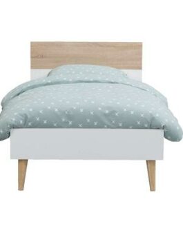 Bed Delta – wit/eiken – 90×200 cm – Leen Bakker bestellen via beddenwinkel-online.nl