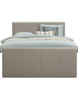 Boxspring met voetbord Billund – beige – 140×200 cm – slanke poot – Leen Bakker bestellen via beddenwinkel-online.nl