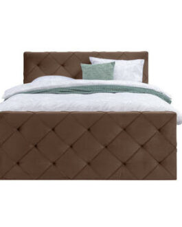 Boxspring met voetbord Sonderborg – bruin – 180×200 cm – slanke poot – Leen Bakker bestellen via beddenwinkel-online.nl