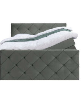 Boxspring met opbergruimte en voetbord Sonderborg – grijs – 160x200cm – Leen Bakker bestellen via beddenwinkel-online.nl