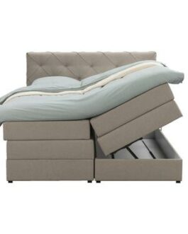 Boxspring met opbergruimte Sonderborg – beige – 160×200 cm – Leen Bakker bestellen via beddenwinkel-online.nl