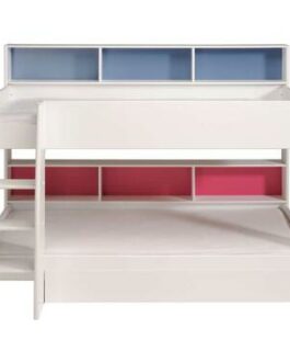 Stapelbed Leo – wit/blauw/roze – 90×200 cm – Leen Bakker bestellen via beddenwinkel-online.nl