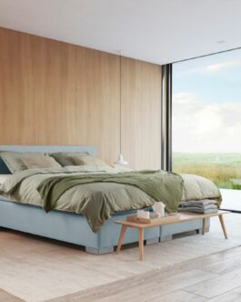 Boxspring Bed Sara – 180×220 – Incl. Pocketmatras + Hoofdbord – Blauw bestellen via beddenwinkel-online.nl