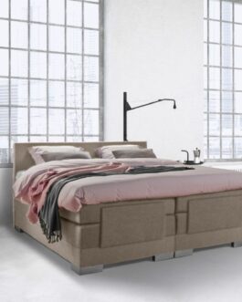 Boxspring Bed Julia – Elektrisch – 140×200 – Incl. Hoofdbord – Skai Taupe bestellen via beddenwinkel-online.nl