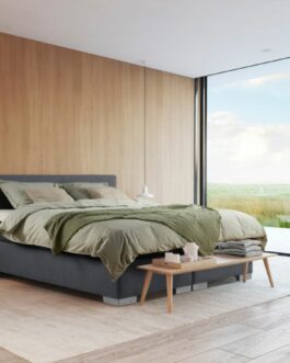 Boxspring Bed Sara – 140×200 – Incl. Pocketmatras + Hoofdbord – Skai Taupe bestellen via beddenwinkel-online.nl