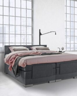 Boxspring Bed Julia – Elektrisch – 140×200 – Incl. Hoofdbord – Skai Antraciet bestellen via beddenwinkel-online.nl