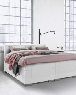 Boxspring Bed Julia – Elektrisch – 180×210 – Incl. Hoofdbord – Skai Wit bestellen via beddenwinkel-online.nl