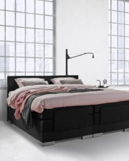 Boxspring Bed Julia – Elektrisch – 180×210 – Incl. Hoofdbord – Skai Zwart bestellen via beddenwinkel-online.nl