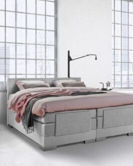 Boxspring Bed Julia – Elektrisch – 180×210 – Incl. Hoofdbord – Zilvergrijs bestellen via beddenwinkel-online.nl