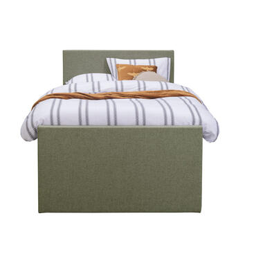 Boxspring met voetbord Sonderborg – lichtgrijs – 120×200 cm – ronde poot – Leen Bakker bestellen via beddenwinkel-online.nl