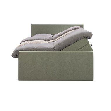 Boxspring met voetbord Sonderborg – grijs – 180×200 cm – vierkante poot – Leen Bakker bestellen via beddenwinkel-online.nl