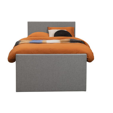 Boxspring met opbergruimte en voetbord Sonderborg – grijs – 90x200cm – Leen Bakker bestellen via beddenwinkel-online.nl