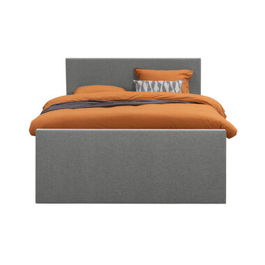 Boxspring met voetbord Sonderborg – lichtgrijs – 180×200 cm – vierkante poot – Leen Bakker bestellen via beddenwinkel-online.nl