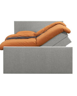 Boxspring met opbergruimte en voetbord Arendal – lichtgrijs – 160x200cm – Leen Bakker bestellen via beddenwinkel-online.nl