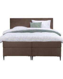 Boxspring Arendal – bruin – 160×200 cm – slanke poot – Leen Bakker bestellen via beddenwinkel-online.nl