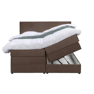 Boxspring Arendal – bruin – 180×200 cm – vierkante poot – Leen Bakker bestellen via beddenwinkel-online.nl