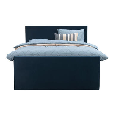 Boxspring met opbergruimte en voetbord Billund – blauw – 180x200cm – Leen Bakker bestellen via beddenwinkel-online.nl