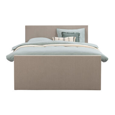 Boxspring Sonderborg – lichtgrijs – 140×200 cm – vierkante poot – Leen Bakker bestellen via beddenwinkel-online.nl