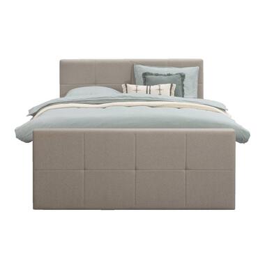 Boxspring met voetbord Sonderborg – beige – 180×200 cm – ronde poot – Leen Bakker bestellen via beddenwinkel-online.nl