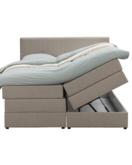 Boxspring met opbergruimte Billund – beige – 160×200 cm – Leen Bakker bestellen via beddenwinkel-online.nl