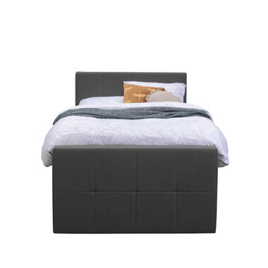 Boxspring Arendal – lichtgrijs – 120×200 cm – vierkante poot – Leen Bakker bestellen via beddenwinkel-online.nl