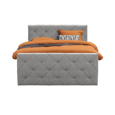 Boxspring Arendal – donkerbruin – 180×200 cm – slanke poot – Leen Bakker bestellen via beddenwinkel-online.nl