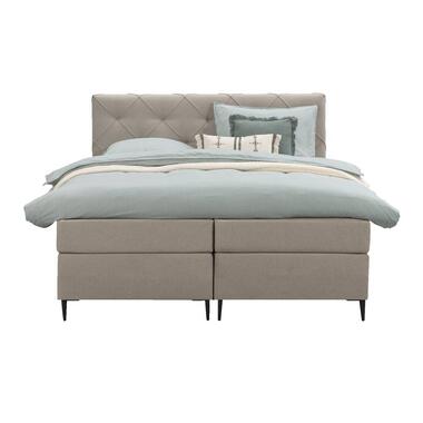 Boxspring Arendal – lichtgrijs – 180×200 cm – vierkante poot – Leen Bakker bestellen via beddenwinkel-online.nl