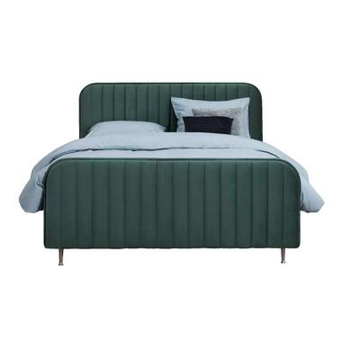 Boxspring Sonderborg – groen – 140×200 cm – ronde poot – Leen Bakker bestellen via beddenwinkel-online.nl