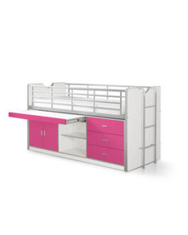 Vipack halfhoogslaper Bonny met uitschuifbaar bureau – fuchsia – 116x96x207 cm – Leen Bakker bestellen via beddenwinkel-online.nl