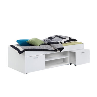 Vipack bed Alex met rolbed/opberglade en nachtkastje – bruin/zwart – 90×200 cm – Leen Bakker bestellen via beddenwinkel-online.nl