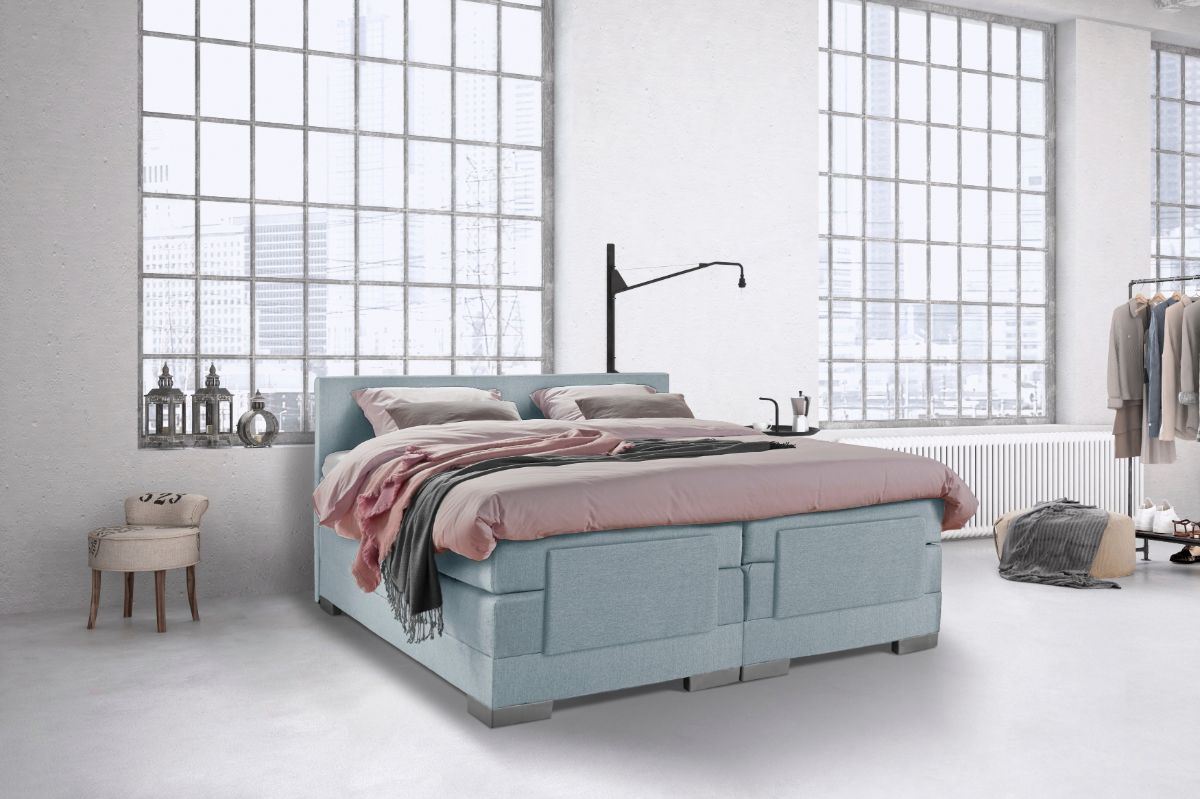 Boxspring Bed Julia – Elektrisch – 180×210 – Incl. Hoofdbord – Zilvergrijs bestellen via beddenwinkel-online.nl