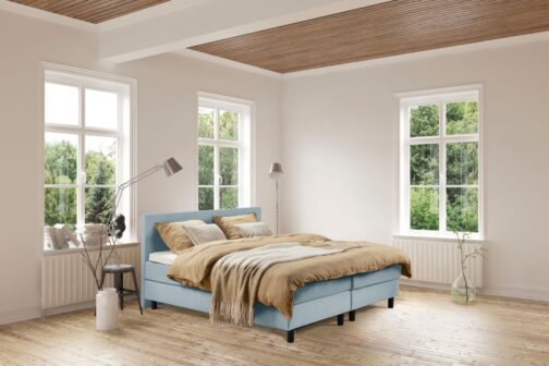 Boxspring Bed Isabella – 180×210 – Incl. Pocketmatras + Hoofdbord – Blauw bestellen via beddenwinkel-online.nl