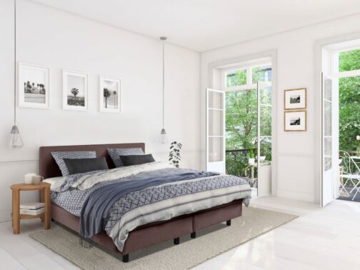 Boxspring Bed Mila – 180×220 – Incl. Pocketmatras + Hoofdbord – Bruin bestellen via beddenwinkel-online.nl