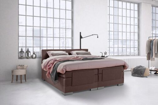 Boxspring Bed Julia – Elektrisch – 180×200 – Incl. Hoofdbord – Bruin bestellen via beddenwinkel-online.nl