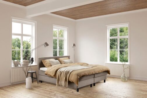 Boxspring Bed Isabella – 180×200 – Incl. Pocketmatras + Hoofdbord – Skai Taupe bestellen via beddenwinkel-online.nl